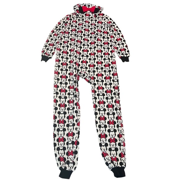Disney Minnie & Mickey Hooded Onesie Women’s/Teen Small Cozy Lounge Jumpsuit NWT - Picture 8 of 9
